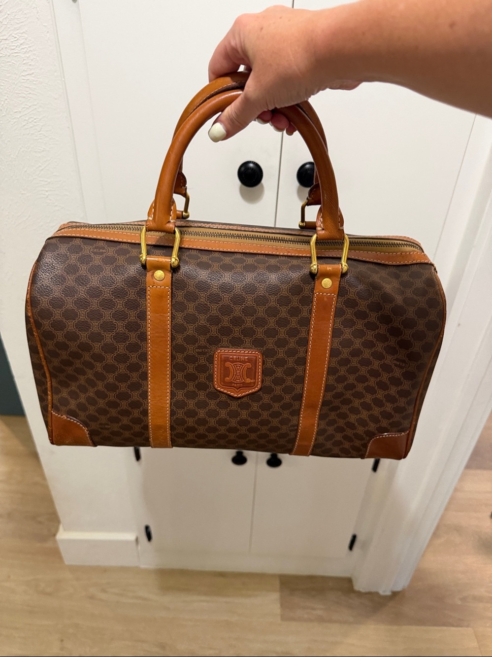 Celine Brown Monogram Boston with Tan Leather Trim - Picture 3 of 12